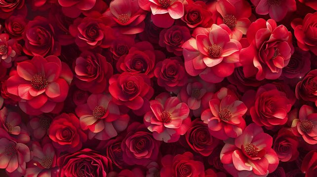 background of blooming red roses