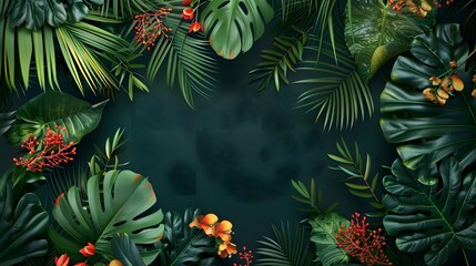Tropical Plants Background With Room For Text
