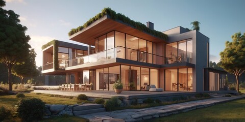 Obraz premium 3D model of a modern house