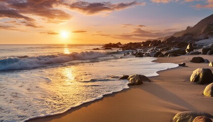 sea, sunset, beach, water, sky, ocean, sun, sunrise, landscape, coast, nature, rocks, sand, dusk, clouds, rock, waves, cloud, wave, coastline, horizon, shore, summer, seascape, beautiful