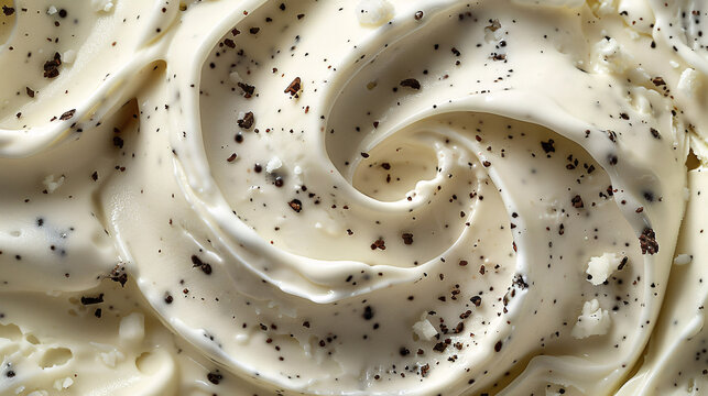 A top view close-up of scrumptious stracciatella ice cream, a delightful summer treat perfect for any dessert menu or food photography