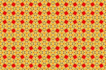 A pattern of red and yellow squares with a heart in the middle