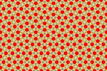 A pattern of red and yellow circles with a star in the middle