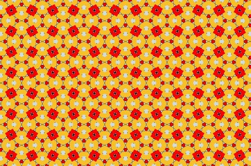 A pattern of red and yellow flowers