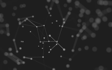 Abstract background. Molecules technology with polygonal shapes, connecting dots and lines. Connection structure. Big data visualization.