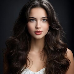 Fototapeta premium Portrait of a Beautiful Young Woman with Pristine Skin, Highlighting Face Care, Cosmetology, and Spa