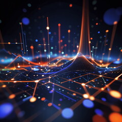 Abstract background ideal for digital, technologies, data science, scientific, neural networks, AI, network, data transmission and analysis, audio and visual concept.	
