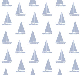 Vector seamless pattern of hand drawn sketch doodle sail boat isolated on white background