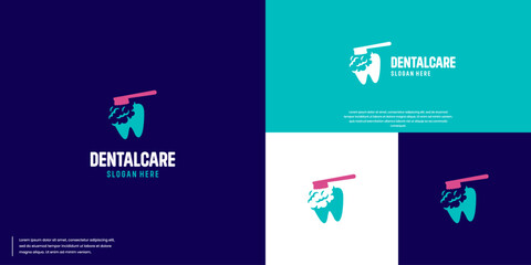 dental care logo, with a friendly and fun style, for kids, logo vector template.