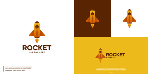 futuristic rocket logo, digital technology, logo design vector.