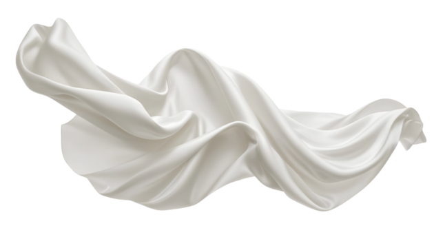 Flying white silk fabric