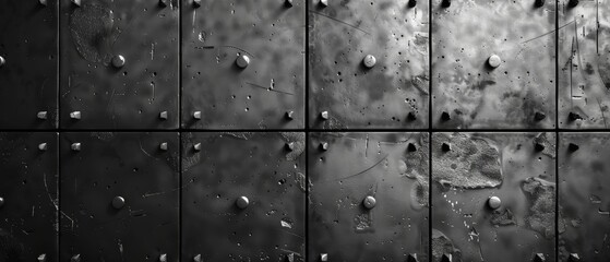 Fototapeta premium A close-up of a textured metal surface with rivets.