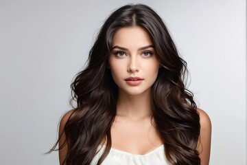 Naklejka premium Portrait of a Beautiful Young Woman with Pristine Skin, Highlighting Face Care, Cosmetology, and Spa