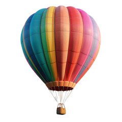 Naklejka premium Colorful hot air balloon with rainbow stripes isolated on white background, perfect for adventure and travel themes.