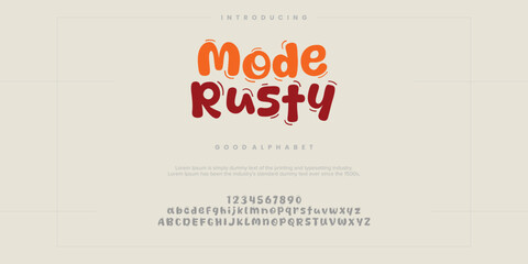 Obraz premium Rounded retro Fashion font alphabet. Typography typeface uppercase lowercase and number. vector illustration