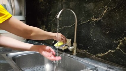 person washing hands