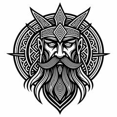 Fototapeta premium the spirit of the Vikings with our black and white abstract designs. Inspired by Norse art, featuring intricate geometric patterns and symbolic motifs for t-shirts, letterheads, stickers, and more