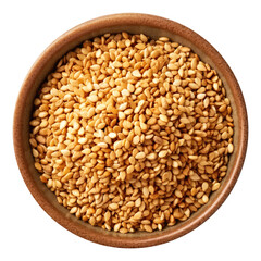 Fototapeta premium Sesame seeds in a small dish top view isolated on transparent white background, clipping path