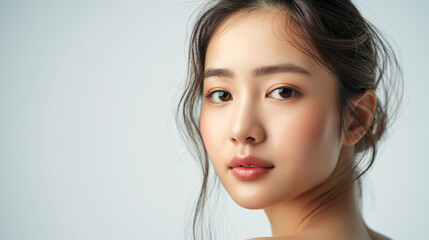 Naklejka premium A woman with a dark hair and a light skin