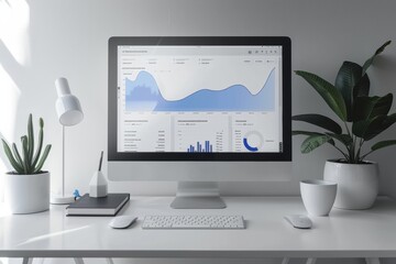 Fototapeta premium A computer monitor displays a number of graphs and charts. finance and investment concept