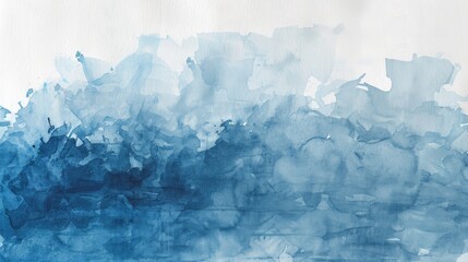 Obraz premium Watercolor painting with blue hues on a textured white paper backdrop