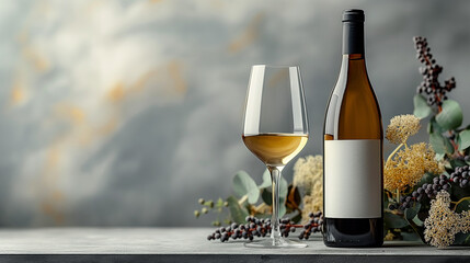 無地の白ワインボトル