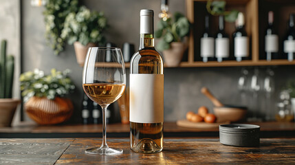 無地の白ワインボトル