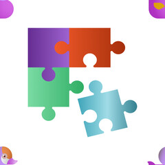 Seamless pattern Jigsaw Piece, Puzzle infographic with four piece business presentation. Circle infograph. 4 Step puzzle round process diagram, Puzzle collection. Business different.