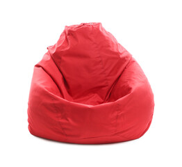 Red bean bag chair isolated on white