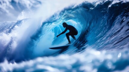 A surfer is riding a wave in the ocean