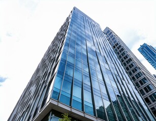 Tall office building realistic image on transparency background 