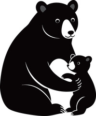 a Black Bear Holding Baby illustration