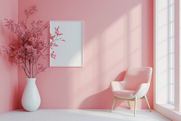 Soft Pink Bedroom Decorated with Minimalist Furniture and Pastel Accents