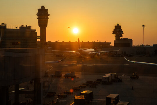 Dusk in the airport.