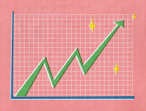 Rising Trend Graph in risograph vintage style