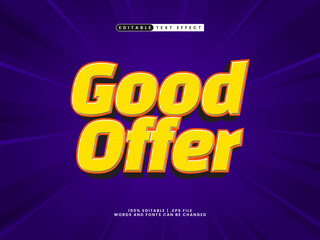 good offer editable text effect in discount and sale text style