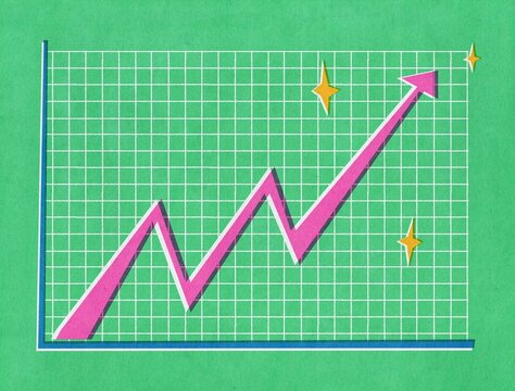 Rising Trend Graph in risograph vintage style