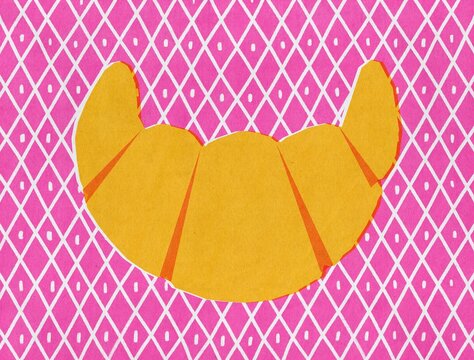 Croissant, french breakfast retro illustration