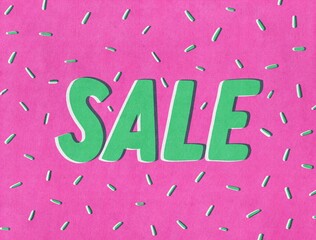 Vibrant Pink Sale Retro Sign with confetti