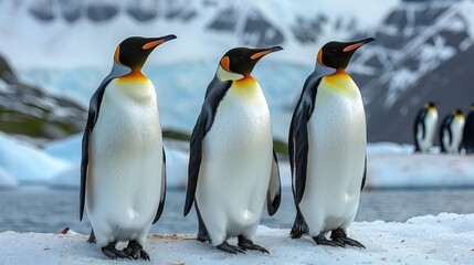 Fototapeta premium King penguins isolated on white background 