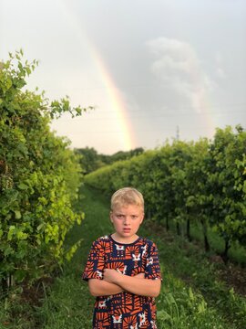 A kid and a rainbow