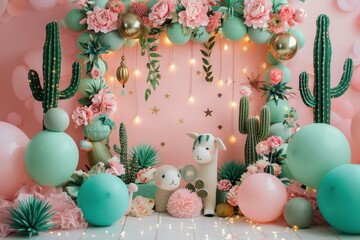 Obraz premium A baby shower with a pink and blue theme