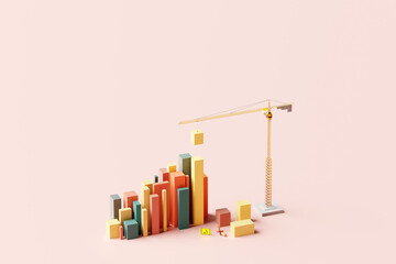 3D financial performance bar chart results 