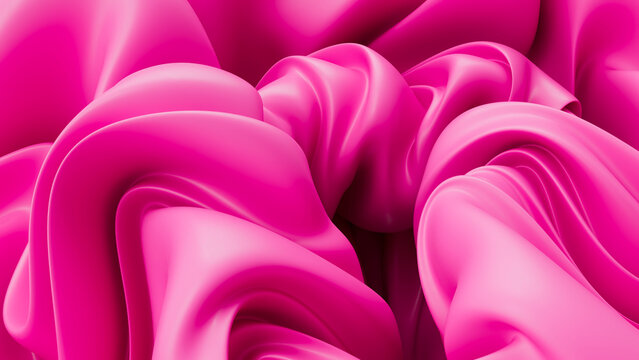 Wavy 3D abstract shape in poppy candy colors