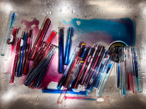 Test tubes in sink