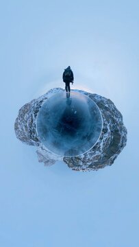 Arctic circle tiny planet of ice - exploring 360 landscape