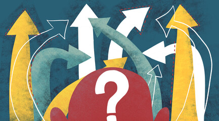 Decision Making Concept With Arrows and Question Mark