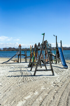 Jungle gym for children on the beach