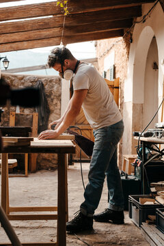 Craftsman working at his workshop