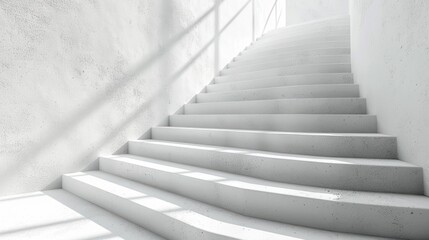 Ascending to Serenity: White Steps as a Clean and Minimalistic Background